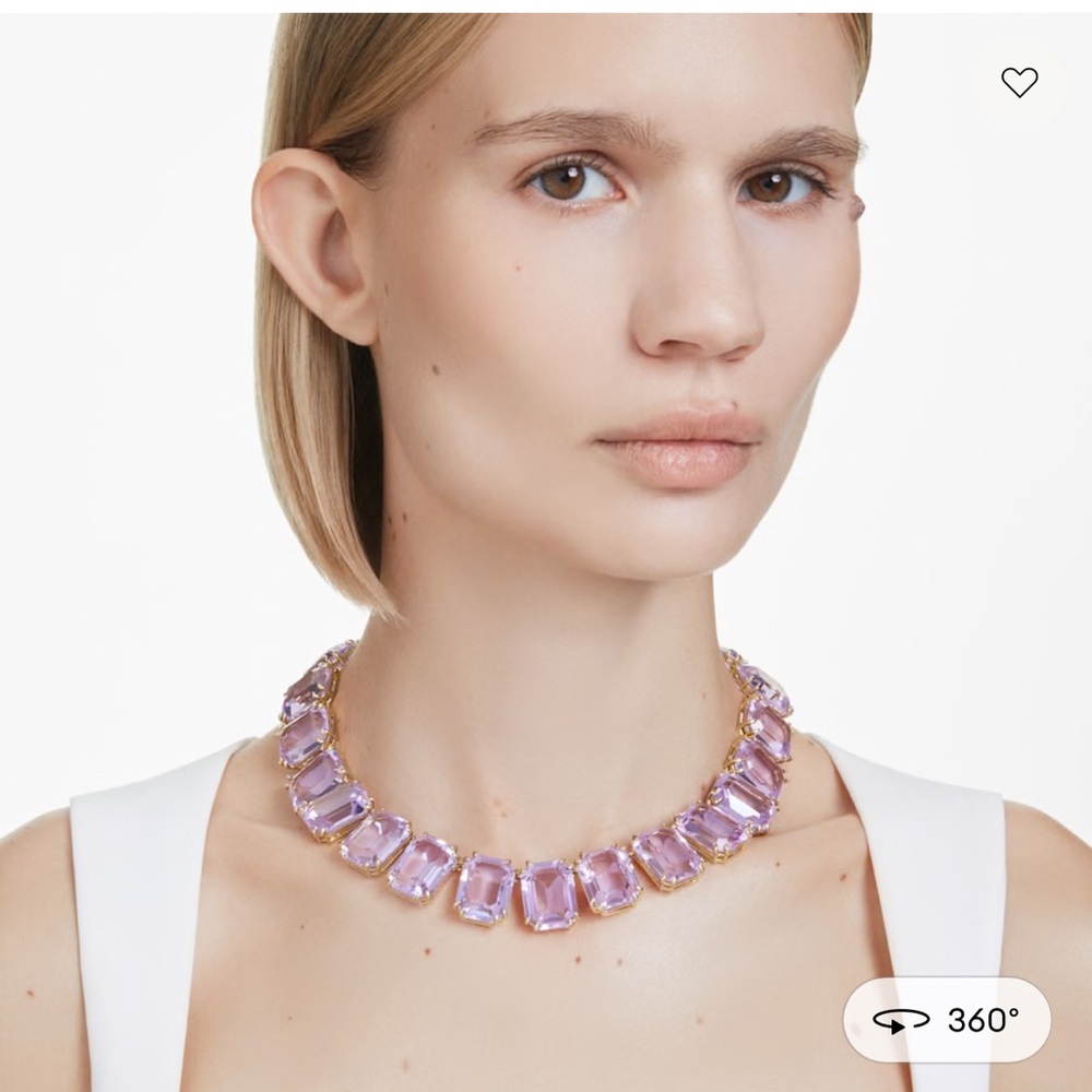 Millenia necklace
Oversized crystals, Octagon cut, Purple, Gold-tone plated